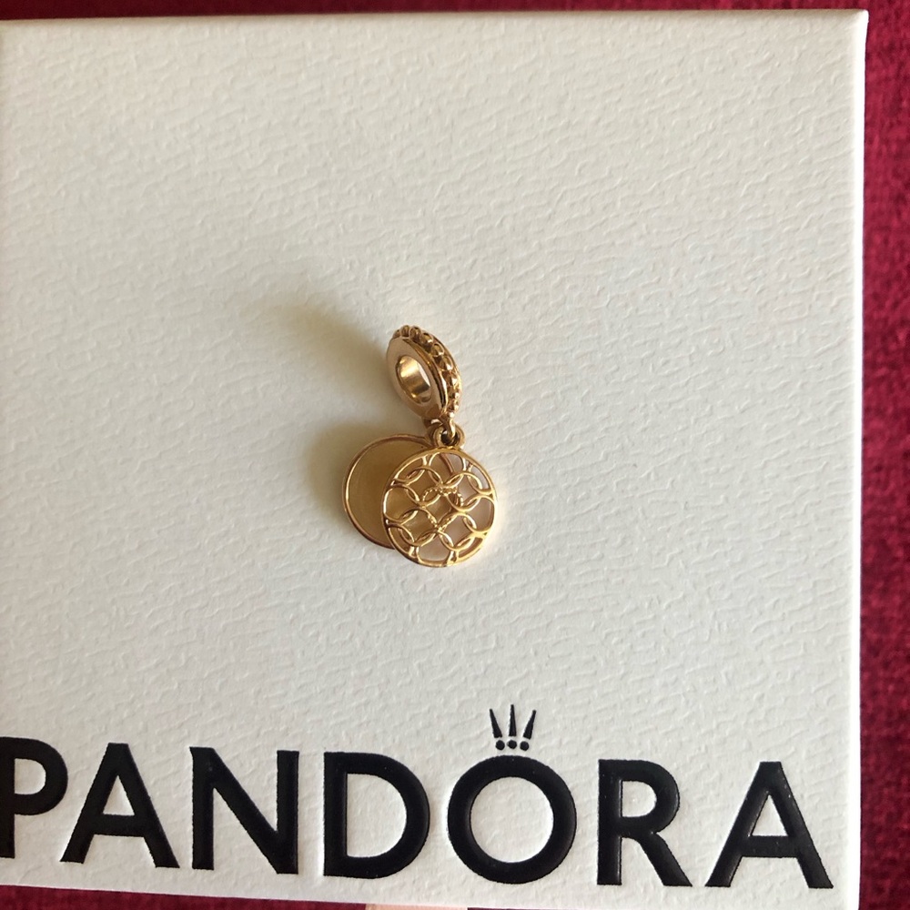 Authentic Pandora 14K Rose Gold Plated Double Charm / Pendant. NWOT.